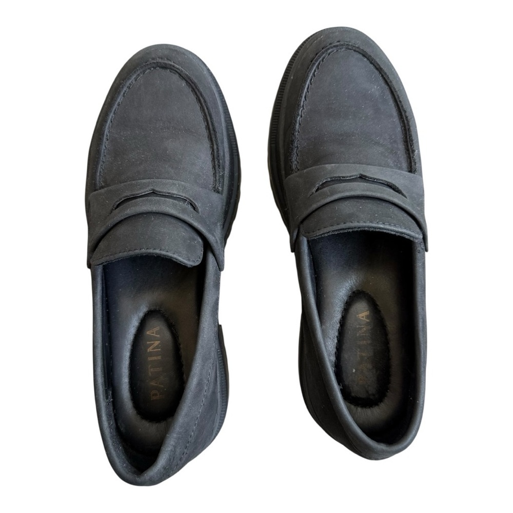 Portland Leather Goods Patina Shadow Black Zoe Chunky Loafers Size 6.5 - Picture 13 of 15